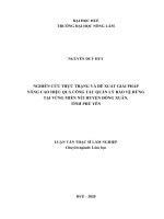 Nghiên cứu thực trạng và đề xuất giải pháp nâng cao hiệu quả công tác quản lý bảo vệ rừng tại vùng miền núi huyện đồng xuân, tỉnh phú yên  