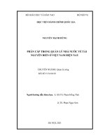 (Luận án tiến sĩ) phân cấp trong QLNN về tài nguyên biển ở việt nam hiện nay 