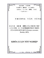 Đánh giá ảnh hưởng của thuốc trừ sâu đến sinh trưởng và phát triển của loài giun quế perionyx excavates perrier 1872 