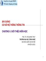 Bài giảng cơ sở hệ thống thông tin chương 0   PGS  TS  hà quang thụy 