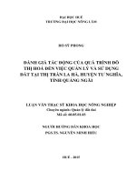 Đánh giá tác động của quá trình đô thị hóa đến việc quản lý và sử dụng đất tại thị trấn la hà, huyện tư nghĩa, tỉnh quảng ngãi  