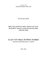 Điều tra, đánh giá thực trạng sản xuất bưởi phúc trạch tại huyện hương khê, tỉnh hà tĩnh 