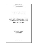 Biện pháp hỗ trợ nhận thức khi học toán cho học sinh đầu cấp tiểu học 
