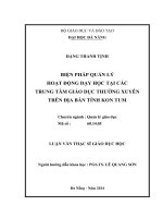 Biện pháp quản lý hoạt động dạy học tại các trung tâm giáo dục thường xuyên trên địa bàn tỉnh kon tum 