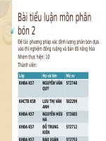 BÀI TIỂU LUẬN MÔN PHÂN BÓN ĐỀ TÀI PHƯƠNG PHÁP XÁC ĐỊNH LƯỢNG PHÂN BÓN DỰA VÀO THÍ NGHIỆM ĐỒNG RUỘNG VÀ BẢN ĐỒ NÔNG HÓA