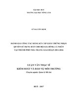 Đánh giá công tác đăng ký cấp giấy chứng nhận quyền sử dụng đất cho hộ gia đình, cá nhân tại thành phố nha trang giai đoạn 2011   2016 