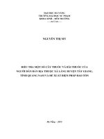 Điều tra một số cây thuốc và bài thuốc của người dân bản địa thuộc xã lăng huyện tây giang tỉnh quảng nam và đề xuất biện pháp bảo tồn 