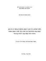 Quản lý hoạt động học tập của sinh viên theo học chế tín chỉ tại trường đại học ngoại ngữ đại học đà nẵng 
