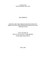Đánh giá việc thực hiện quy hoạch sử dụng đất trong xây dựng nông thôn mới tại huyện hải lăng, tỉnh quảng trị  