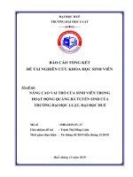 Đề tài nghiên cứu khoa học sinh viên: Nâng cao vai trò của sinh viên trong hoạt động quảng bá tuyển sinh của Trường Đại học Luật, Đại học Huế