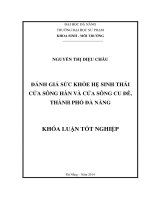 Đánh giá sức khỏe hệ sinh thái cửa sông hàn và cửa sông cu đê thành phố đà nẵng 