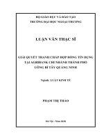 GIẢI QUYẾT TRANH CHẤP HỢP ĐỒNG TÍN DỤNG TẠI AGRIBANK CHI NHÁNH THÀNH PHỐ UÔNG BÍ TÂY QUẢNG NINH.