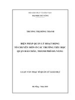Biện pháp quản lý hoạt động tổ chuyên môn ở các trường tiểu học quận hải châu thành phố đà nẵng 