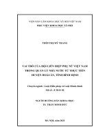 (Luận văn thạc sĩ) vai trò của hội liên hiệp phụ nữ việt nam trong quản lý nhà nước từ thực tiễn huyện hoài ân, tỉnh bình định 