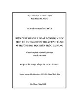 Biện pháp quản lý hoạt động dạy học môn đồ án ngành mỹ thuật ứng dụng ở trường đại học kiến trúc đà nẵng 