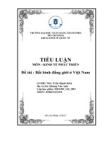 TIỂU LUẬN MÔN : KINH TẾ PHÁT TRIỂN  Đề tài : Bất bình đẳng giới ở Việt Nam