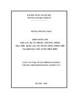 Kiểm soát chi cho các dự án thuộc chương trình mục tiêu quốc gia xây dựng nông thôn mới tại kho bạc nhà nước điện biên 