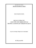 Quản lý công tác giáo viên chủ nhiệm lớp tại trường cao đẳng kỹ nghệ dung quất 