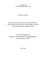 Đánh giá công tác đăng ký giao dịch bảo đảm bằng quyền sử dụng đất của hộ gia đình, cá nhân tại huyện vĩnh linh, tỉnh quảng trị  
