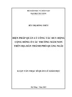 Biện pháp quản lý công tác huy động cộng đồng ở các trường mầm non trên địa bàn thành phố quảng ngãi 
