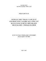 Đánh giá thực trạng và đề xuất giải pháp nâng cao hiệu quả công tác quản lý bảo vệ rừng trên địa bàn thị xã ba đồn   tỉnh quảng bình 
