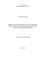 Nghiên cứu một số biện pháp kỹ thuật theo hướng thâm canh lúa cải tiến (sri) trong sản xuất lúa chất lượng tại tỉnh quảng bình 
