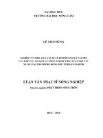 Nghiên cứu hiệu quả sản xuất kinh doanh và vai trò của hợp tác xã dịch vụ nông nghiệp theo luật hợp tác xã 2012 tại thành phố đồng hới, tỉnh quảng bình  