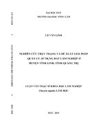 Nghiên cứu thực trạng và đề xuất giải pháp quản lý, phát triển loài cây bời lời đỏ ((machilus odoratissima nees) tại tỉnh quảng trị 