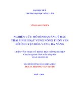 Nghiên cứu mô hình quản lý rác thải sinh hoạt vùng nông thôn ven đô ở huyện hòa vang, đà nẵng  