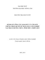 Đánh giá công tác giao đất và cấp giấy chứng nhận quyền sử dụng đất lâm nghiệp tại thị xã hương thủy, tỉnh thừa thiên huế 