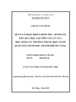 Quản lý hoạt động kiểm tra đánh giá kết quả học tập môn vật lý của học sinh các trường trung học cơ sở quận ngũ hành sơn thành phố đà nẵng 
