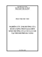 Nghiên cứu ảnh hưởng của hàm lượng phân kali đến sinh trưởng của cây lá cẩm tại thành phố đà nẵng 