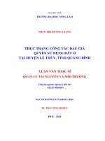 Thực trạng công tác đấu giá quyền sử dụng đất ở tại huyện lệ thủy, tỉnh quảng bình  
