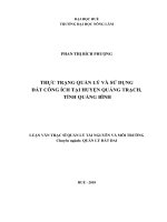 Thực trạng quản lý và sử dụng đất công ích tại huyện quảng trạch, tỉnh quảng bình  