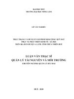 Thực trạng và đề xuất giải pháp khai thác quỹ đất phục vụ phát triển kinh tế   xã hội trên địa bàn huyện a lưới, tỉnh thừa thiên huế  