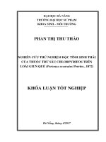 Nghiên cứu thử nghiệm độc tính sinh thái của thuốc trừ sâu chlorpyrifos trên loài giun quế perionyx excavatus perrier 1872 