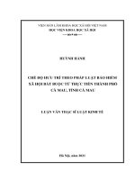 Chế độ hưu trí theo pháp luật bảo hiểm xã hội bắt buộc từ thực tiễn thành phố cà mau, tỉnh cà mau 