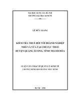 Kiểm tra thuế đối với doanh nghiệp nhỏ và vừa tại chi cục thuế huyện quảng xương tỉnh thanh hóa 
