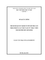 Thi hành quyết định tuyên bố phá sản theo pháp luật việt nam từ thực tiễn thành phố hồ chí minh 