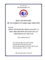 Đề tài nghiên cứu khoa học sinh viên: Phòng chống rủi ro trong giao kết và thực hiện hợp đồng bán hàng đa cấp theo pháp luật Việt Nam