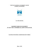 Liquidity risk management in lienviet commercial joint stock bank quản trị rủi ro thanh khoản tại ngân hàng thương mại cổ phần liên việt luận văn 