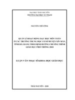 Quản lý hoạt động dạy học môn toán ở các trường trun học cơ sở huyện xín mần, tỉnh hà giang theo định hướng chương trình giáo dục phổ thông 2018 