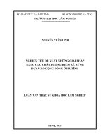 Luận văn thạc sĩ nghiên cứu đề xuất những giải pháp nâng cao chất lượng kiểm kê rừng dựa vào cộng đồng ở hà tĩnh 