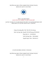 Tiểu luận Quản trị tác nghiệp và điều hành bếp: Lập dự án đầu tư và kế hoạch tổ chức vận hành bộ phận chế biến món ăn tại Nhà hàng chay Tâm Đức