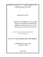 Luận văn thạc sĩ nghiên cứu ảnh hưởng của hoạt động khai thác, chế biến đá vôi đến môi trường tại mỏ đá vôi tà lài, xã tân mỹ, huyện văn lãng, tỉnh lạng sơn​ 