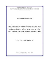Luận văn Thạc sĩ Kinh tế: Phân tích các nhân tố ảnh hưởng đến hiệu quả hoạt động kinh doanh của NHTMCP Á Châu