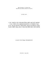 Luận văn thạc sĩ các nhân tố ảnh hưởng đến quyết định vay vốn của khách hàng cá nhân tại các ngân hàng TMCP