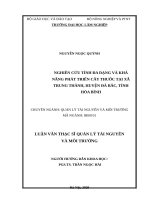 Luận văn thạc sĩ nghiên cứu tính đa dạng và khả năng phát triển cây thuốc tại xã trung thành, huyện đà bắc, tỉnh hòa bình​ 