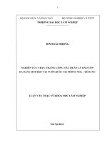 Luận văn thạc sĩ nghiên cứu thực trạng công tác quản lý bảo tồn đa dạng sinh học tại vườn quốc gia phong nha kẻ bàng 
