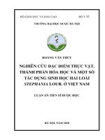 Nghiên cứu đặc điểm thực vật, thành phần hóa học và một số tác dụng sinh học hai loài stephania lour  ở việt nam 